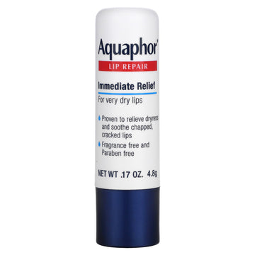Aquaphor, Lip Repair, Stick, Immediate Relief, Fragrance Free, 1 Stick