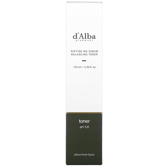 d'Alba, Peptide No-Sebum, Balancing Toner (145 ml)