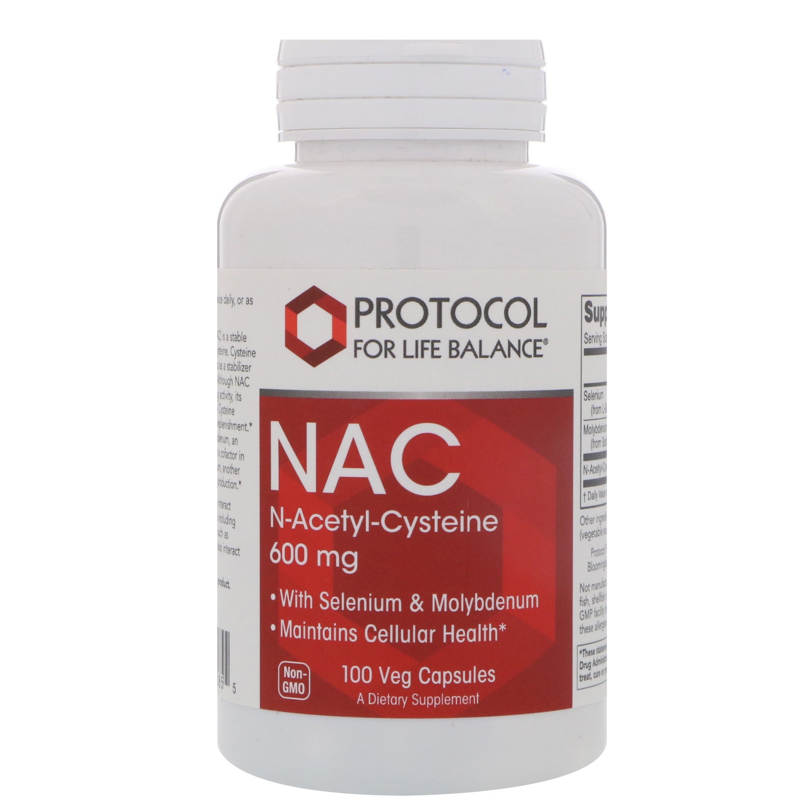Protocol for Life Balance, NAC N-Acetyl-Cysteine, 600 mg Veg Capsules