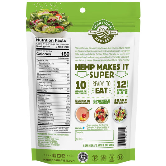 Manitoba Harvest, Hemp Hearts, Organic Shelled Hemp Seeds, Delicious Nutty Flavor