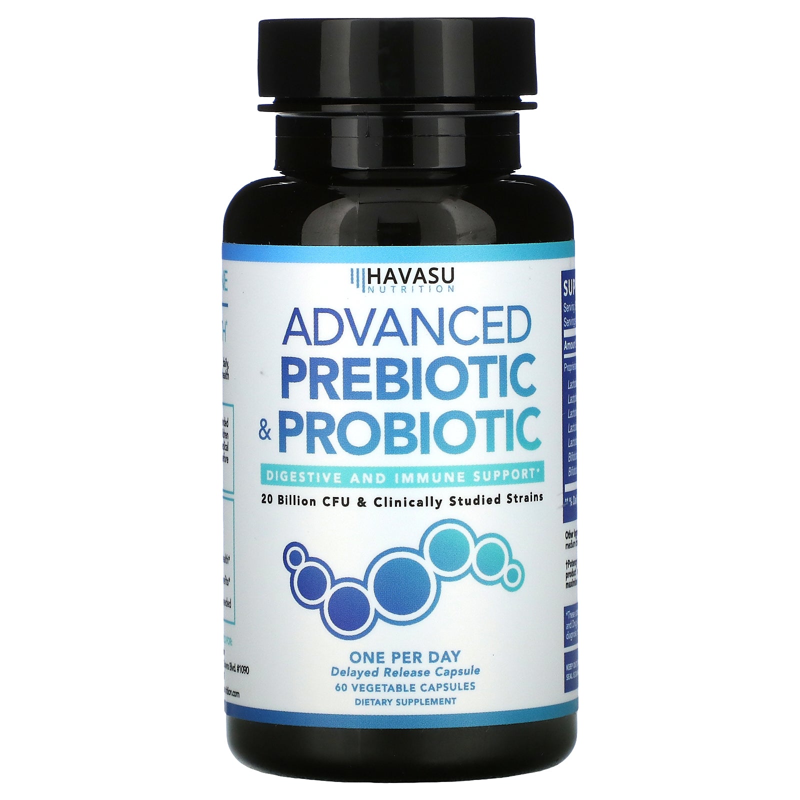 Havasu Nutrition, Advanced Prebiotic & Probiotic, 20 Billion CFU Vegetable Capsules