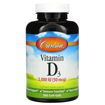 Carlson Labs, Vitamin D3, 2,000 IU (50 mcg) Soft Gels