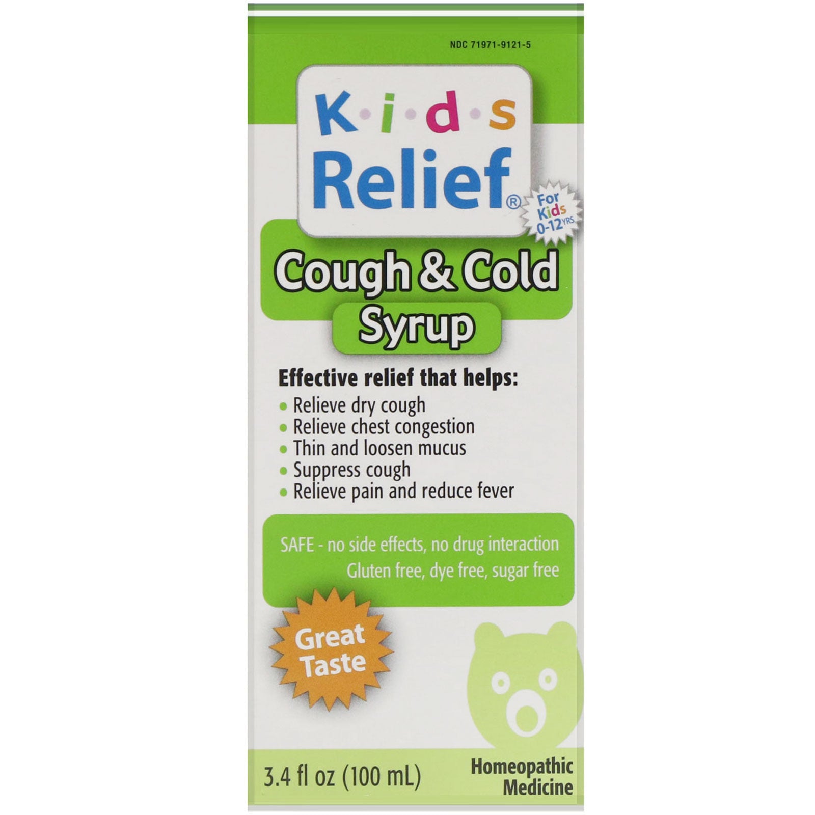 Homeolab USA, Kids Relief, Cough & Cold Syrup, For Kids 0-12 Yrs