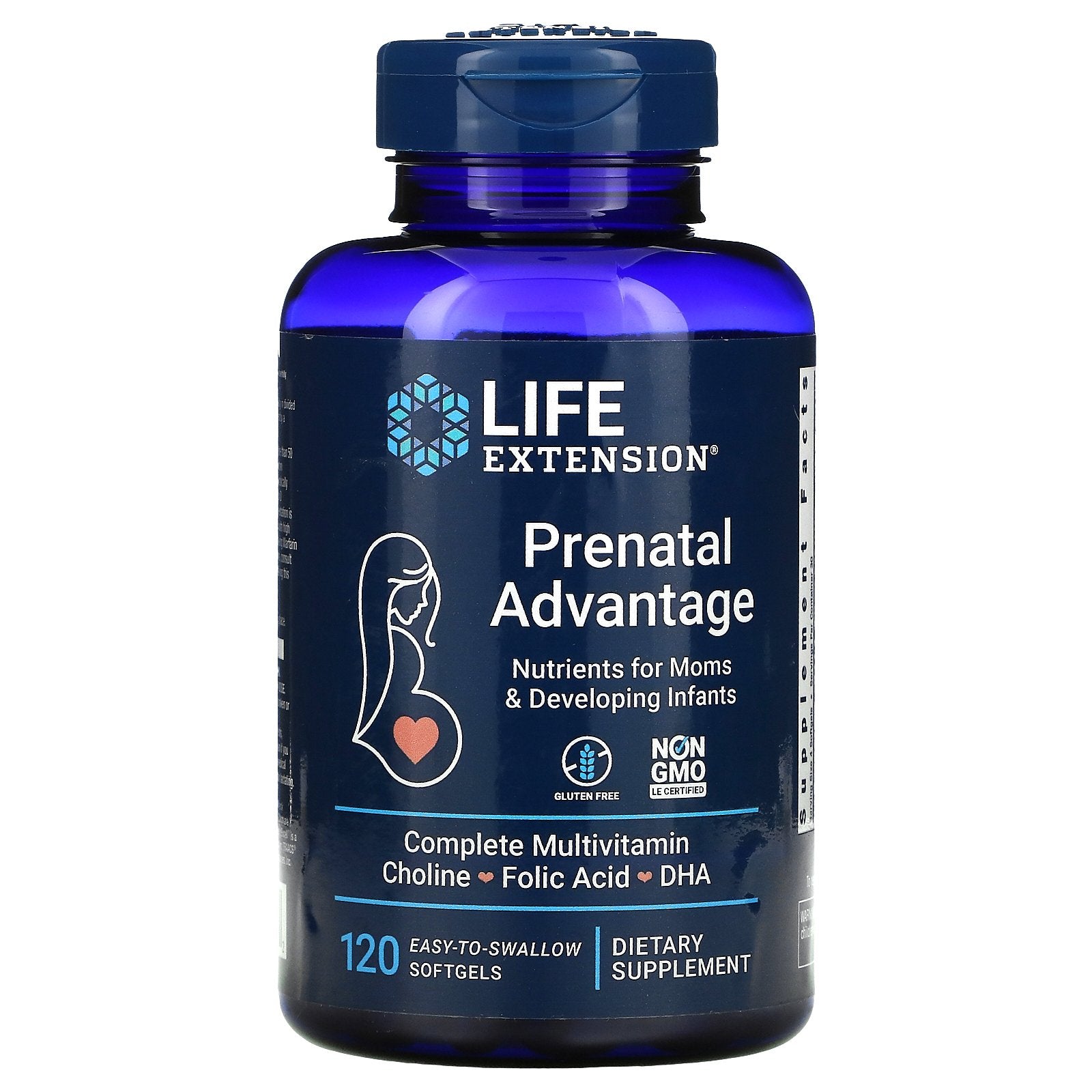 Life Extension Prenatal Advantage Supplement – Comprehensive Prenatal Vitamin For Pregnant Women - Complete Multivitamin For Healthy Brain With Dha - Non-Gmo, Gluten-Free -120 Softgels