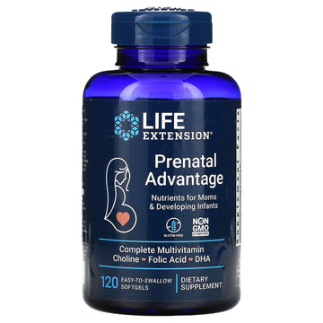 Life Extension Prenatal Advantage Supplement – Comprehensive Prenatal Vitamin For Pregnant Women - Complete Multivitamin For Healthy Brain With Dha - Non-Gmo, Gluten-Free -120 Softgels