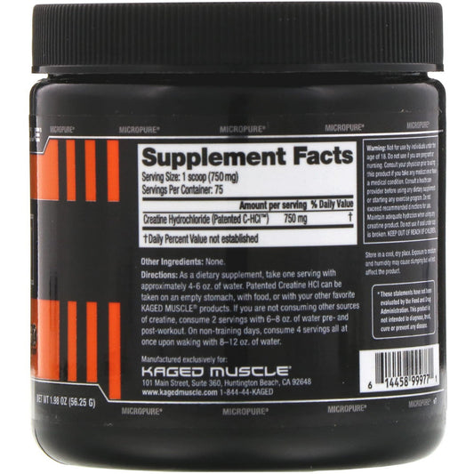 Kaged Muscle, Patented C-HCI, Creatine HCI (56.25 g)