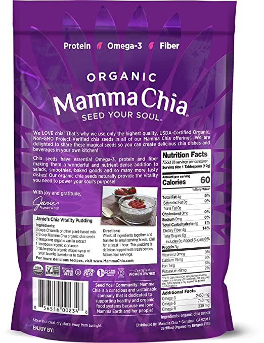 Mamma Chia Organic Seeds, White Chia Seeds (Pack of 1)