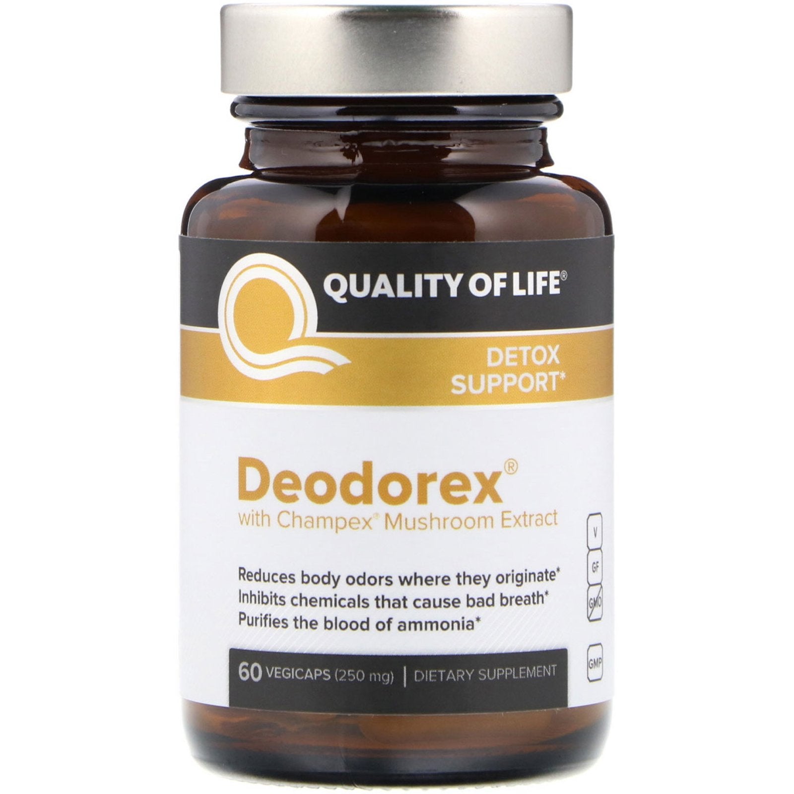 Quality of Life Labs, Deodorex, With Champex Mushroom Extract, 250 mg
