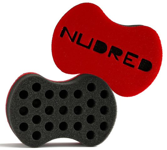 NuDred Twist I.T. Formula - Twist Hair Sponge Brush + Hair Conditioning For Men and Women, For Moisturized Sculpted Coils, Twists & Locs (Red Hair Sponge, Large Holes, 8 Hair Moisturizer)