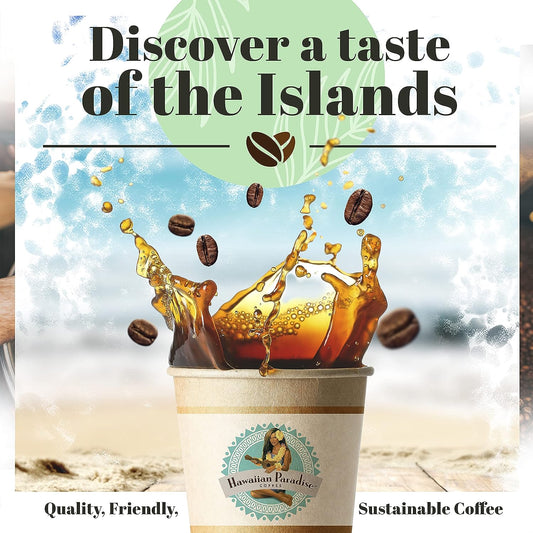 Hawaiian Paradise Coffee Chocolate Macadamia Nut Ground Coffee Bag, 100% Arabica Beans, Premium Rich Flavored , Finest Beans, Sustainably Grown & Roasted in Hawaii, USA