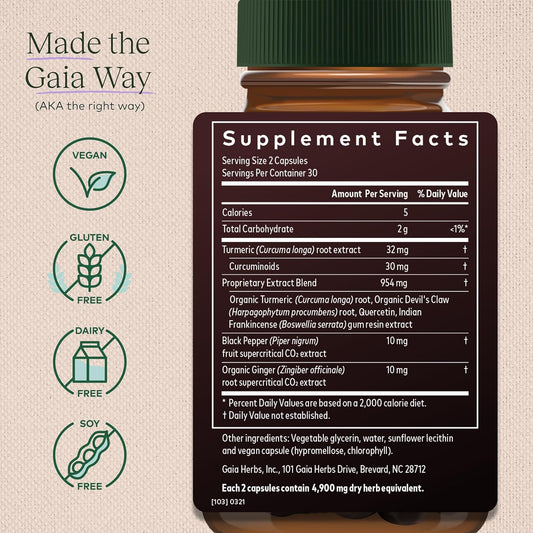 Gaia Herbs Turmeric Supreme Joint Health - Joint Support Supplement - with Quercetin,Black Pepper,Boswellia,Ginger Root,Curcuminoids,&More