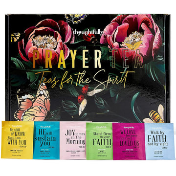 Thoughtfully Gourmet, Tea Affirmations Christian Prayer Gift Set, Includes 6 Flavors of Tea with Bible Verses from Psalms to rejoice He is Risen offer Blessings to Believers of Jesus Christ, Pack of 90