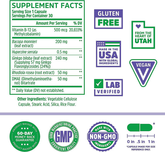 Zhou Neuro Peak Brain Support Supplement | Memory, Focus & Clarity For