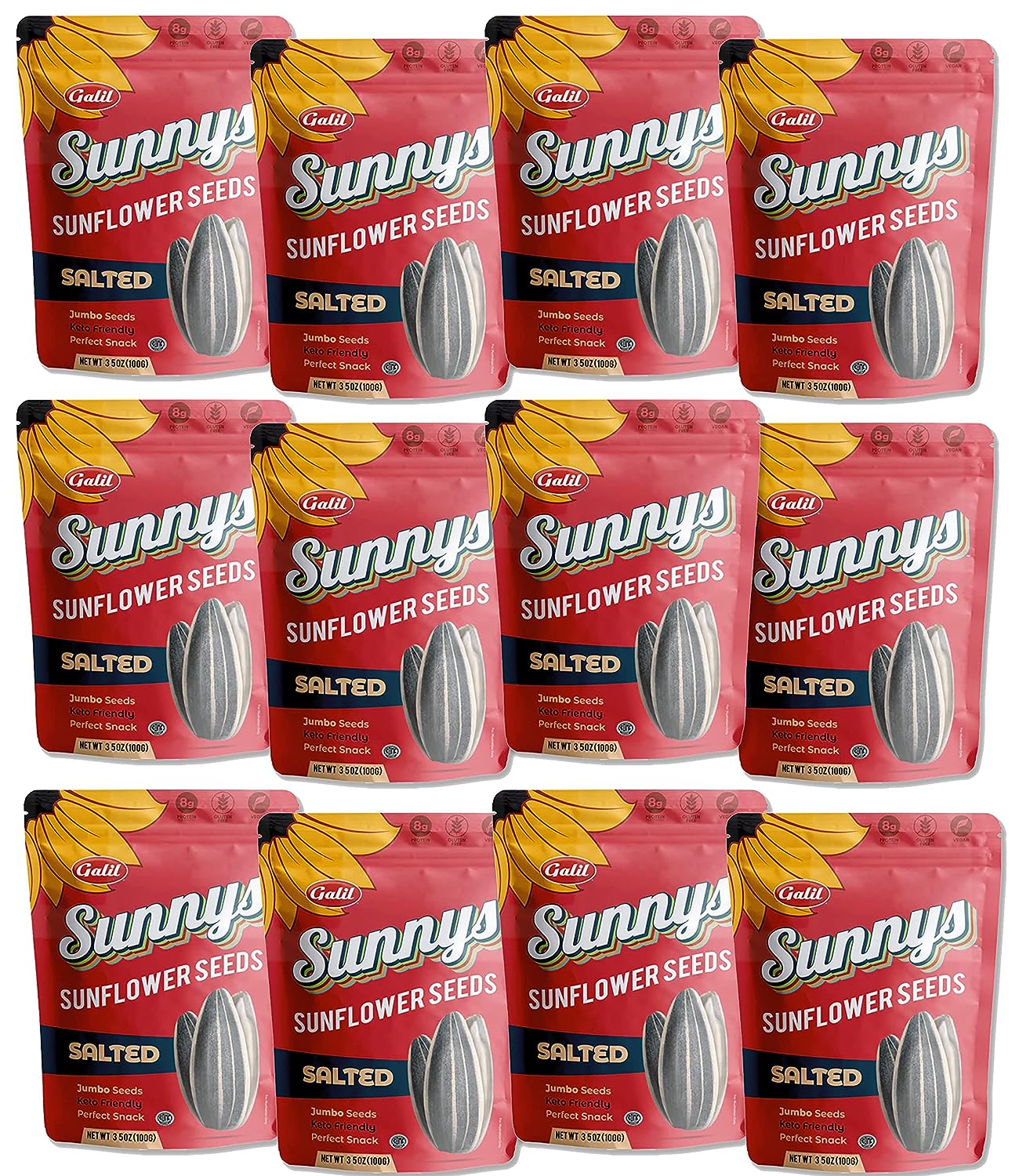 Galil Sunnys Sunflower Seeds | Salted – Gluten-Free, Vegan, Kosher, Non-Gmo Sunflower Seeds, Keto-Friendly Snack