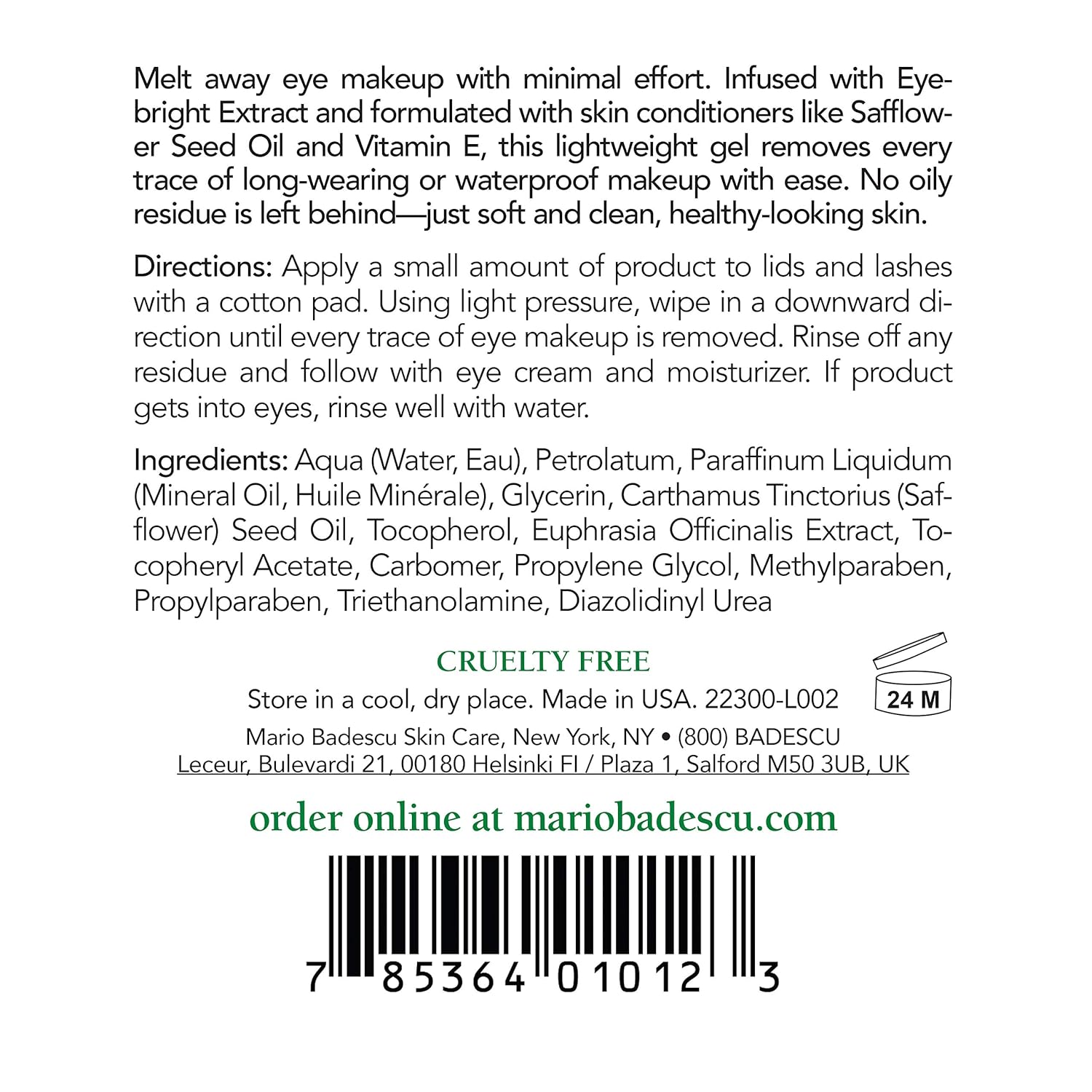 Mario Badescu Eye Makeup Remover Gel Ideal for Combination o