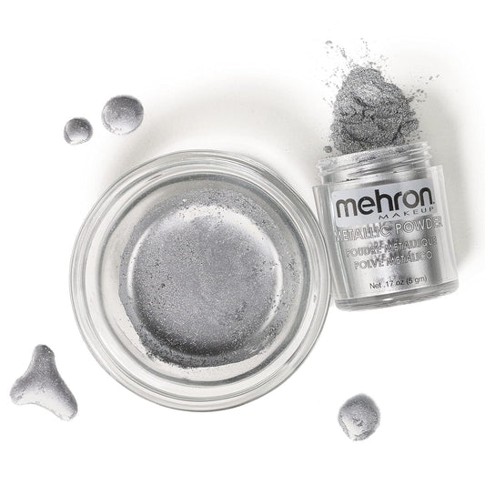 Mehron Makeup Metallic Powder (.17 ) with Mixing Liquid (1 ) (Silver)