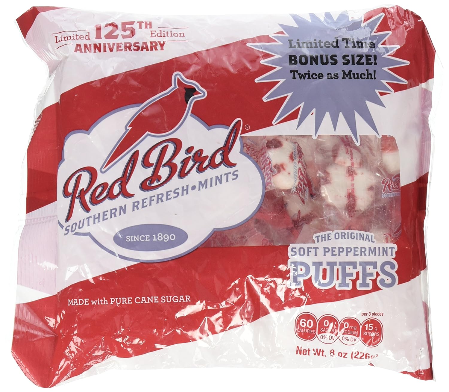 Red Bird The Original Individually Wrapped Soft Peppermint Puffs 8.0 Oz