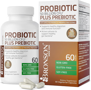 Bronson Probiotic 50 Billion CFU + Prebiotic with Apple Poly