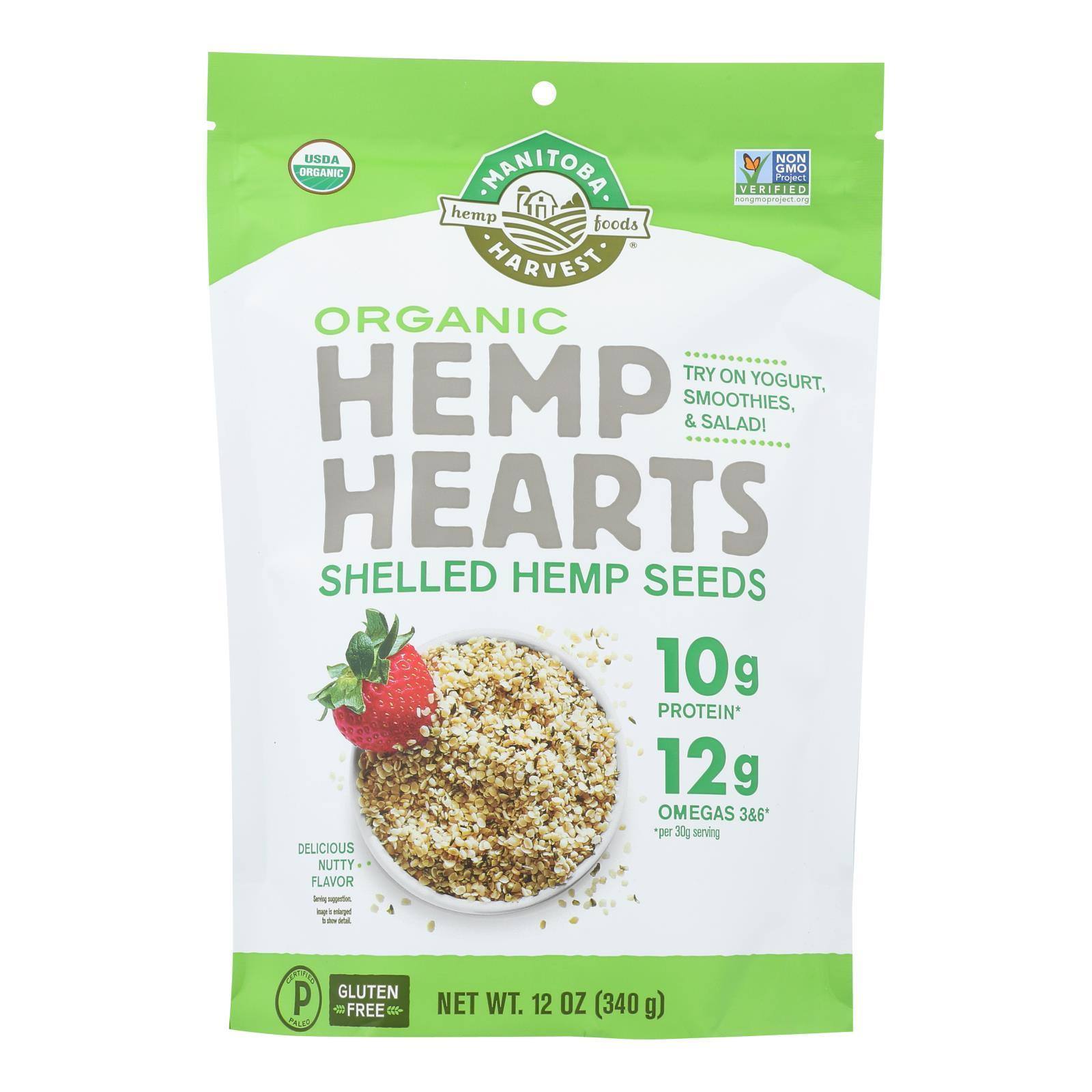 Manitoba Harvest Certified Organic Hemp Hearts Shelled Hemp Seed- Case Of 6