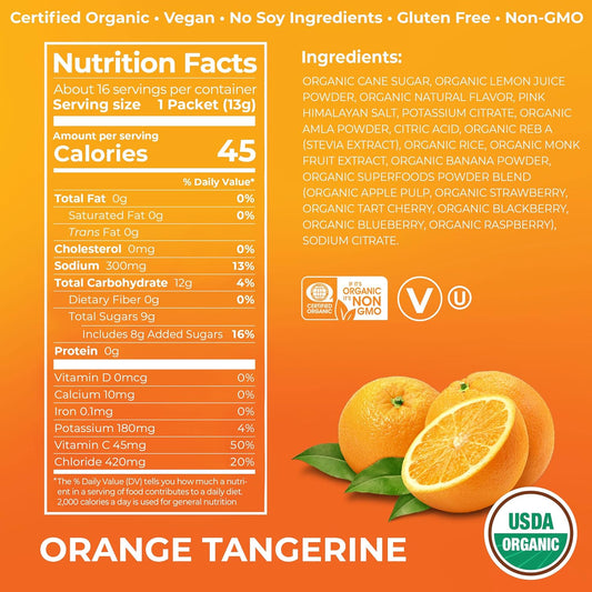 Orgain Organic Hydration Packets, Electrolytes Powder - Orange Tangeri