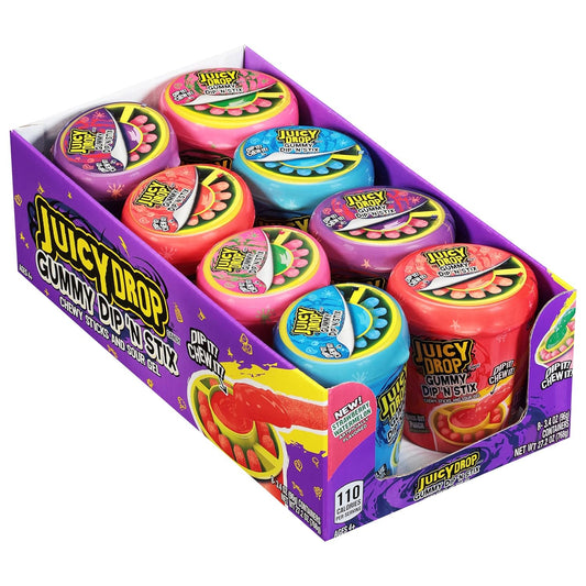 Juicy Drop Dip ‘N Stix Halloween Sweet & Sour Candy Variety Pack - 8 Count Sweet Candy & Sour Gel In Assorted Fruity Fla