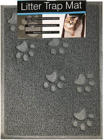 Quality Gray Cat Litter Trap Mat, Non-Slip Backing, Dirt Catcher, Soft On Paws, Easy To Clean