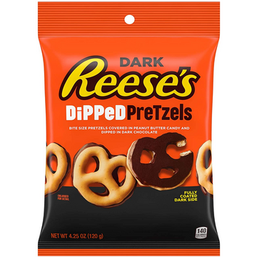 REESE'S DIPPED PRETZELS Dark Chocolate Peanut Butter Snack, ( Singles)