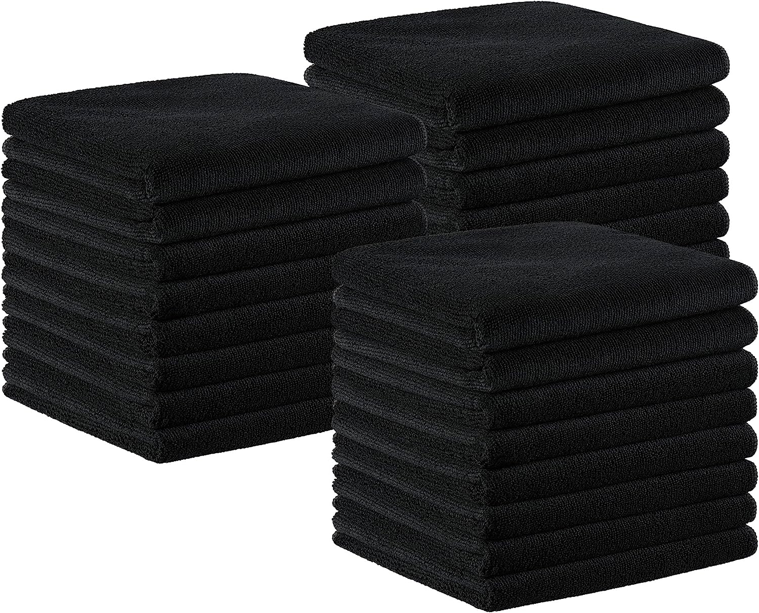 Arkwright Microfiber Salon Towels Bulk - (Pack of 24) Bleach Safe Resistant, Absorbent Hair Drying Towel Set, Perfect for Hotel, Resort, and Spa, 16 x 27 in, Black