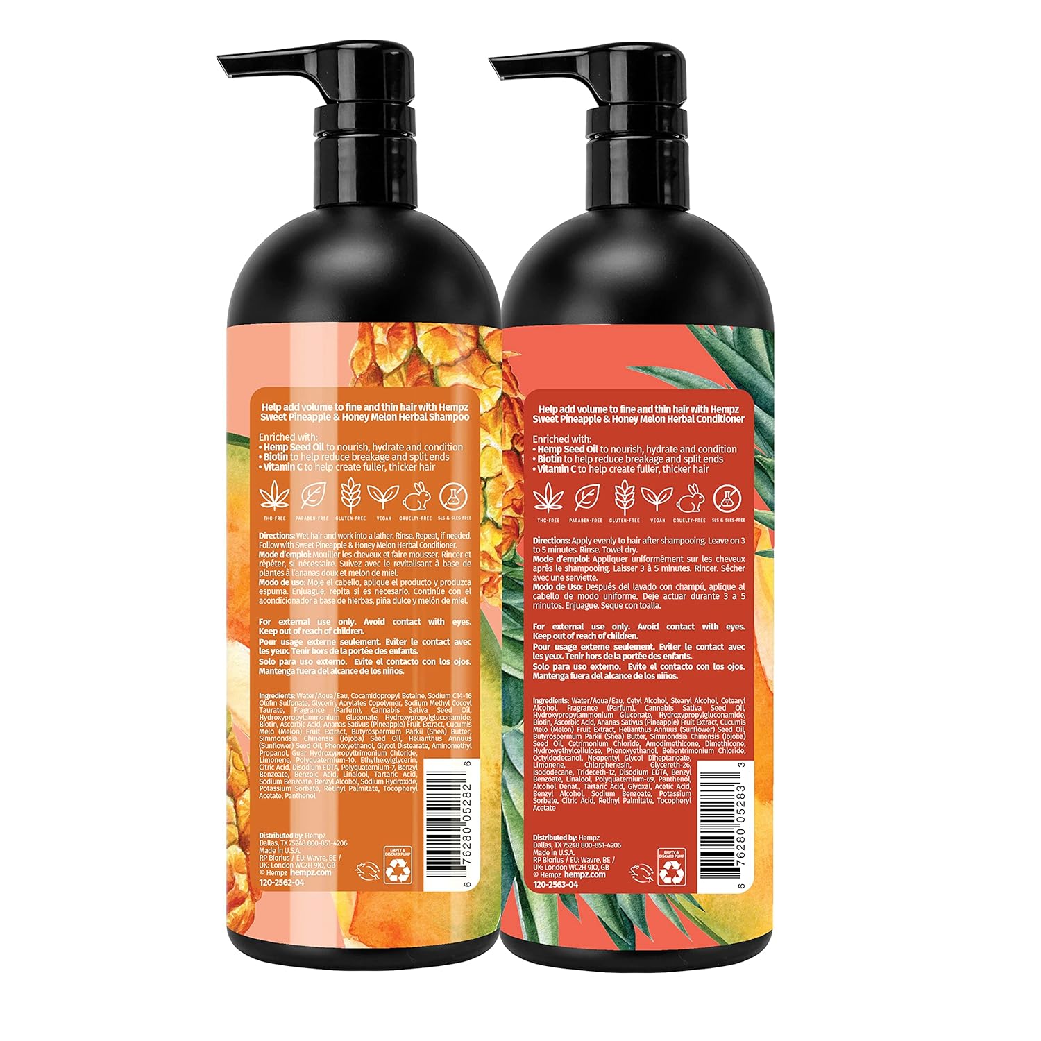 Esupli.com HEMPZ Hair Shampoo & Conditioner Set - Sweet Pineapple & Hon