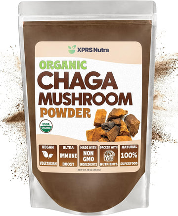 XPRS Nutra Organic Chaga Mushroom Powder - Premium USDA Organic Chaga