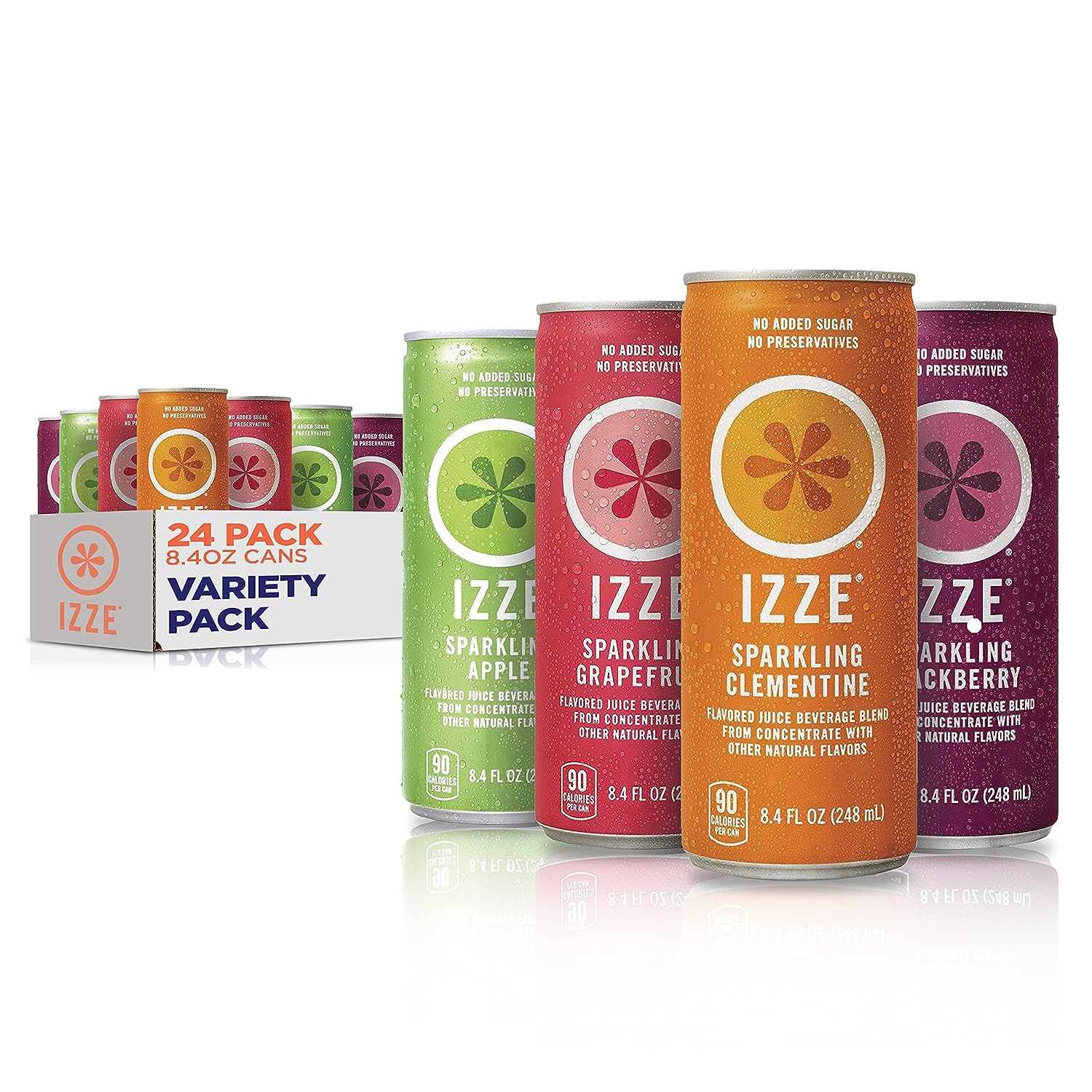 Izze Sparkling Juice, 4 Flavor, Variety Pack, 8.4 Fl Oz Can (Pack Of 2