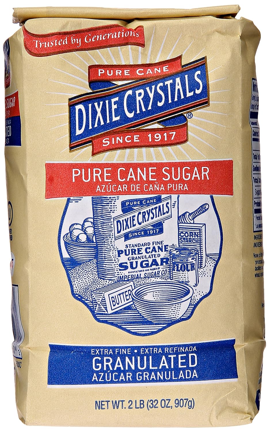 Imperial Sugar Dixie Crystals Extra Fine Granulated Sugar, 2 lb