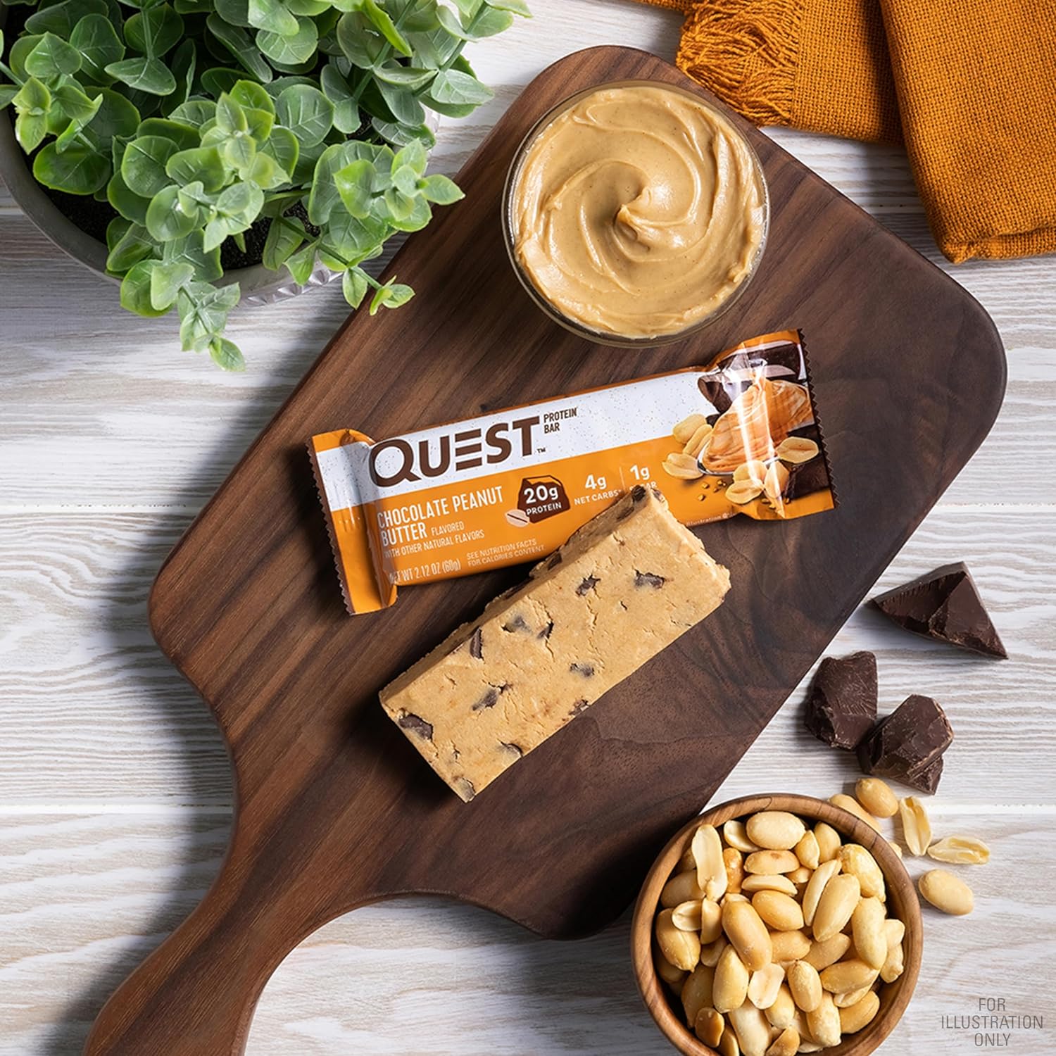 Quest Nutrition Chocolate Peanut Butter Bars, High Protein, Low Carb, 