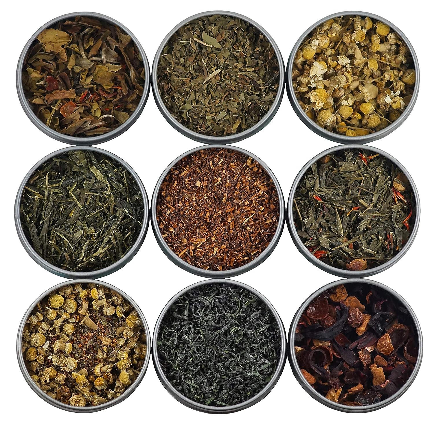 Heavenly Tea Leaves Assorted Tea Sampler, Loose Leaf Tea Sampler, 9 Assorted Loose Leaf Teas & Herbal Tisanes (Approx. 90 Servings) - Variety Pack, Gift Set, Assortment