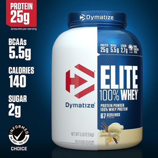 Dymatize Elite 100% Whey Protein Powder, 25g Protein, 5.5g BCAAs & 2.7