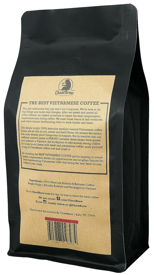 Chestbrew Whole Bean Coffee. Strong Medium Roast Vietnamese Coffee - Big Bad Bear Premium Bag