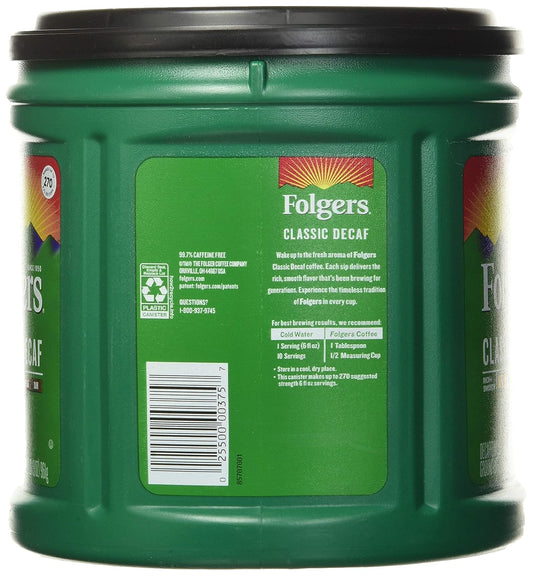 Folgers Classic Decaf Medium Roast - Makes 270 cups