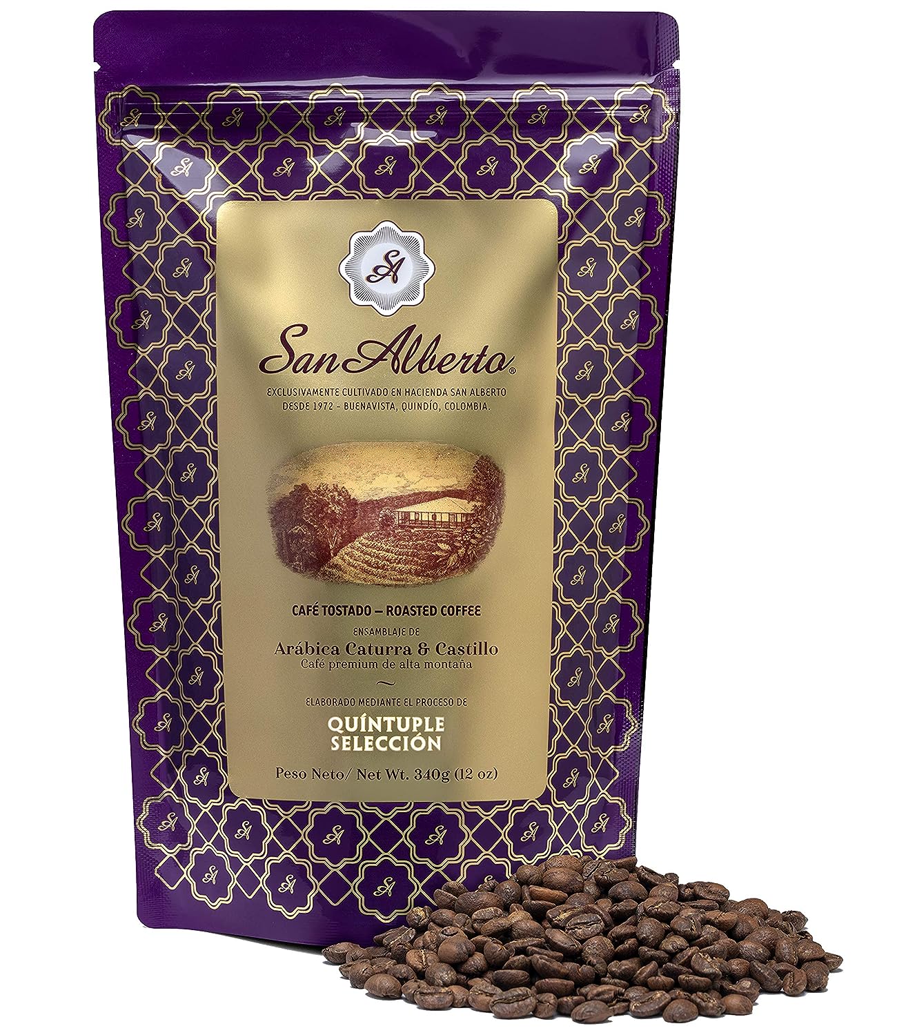 San Alberto Whole Bean Coffee Single Origin With Caramel and Soft Dark Chocolate Notes Arabica Specialty Colombian Black Coffee Medium Roast