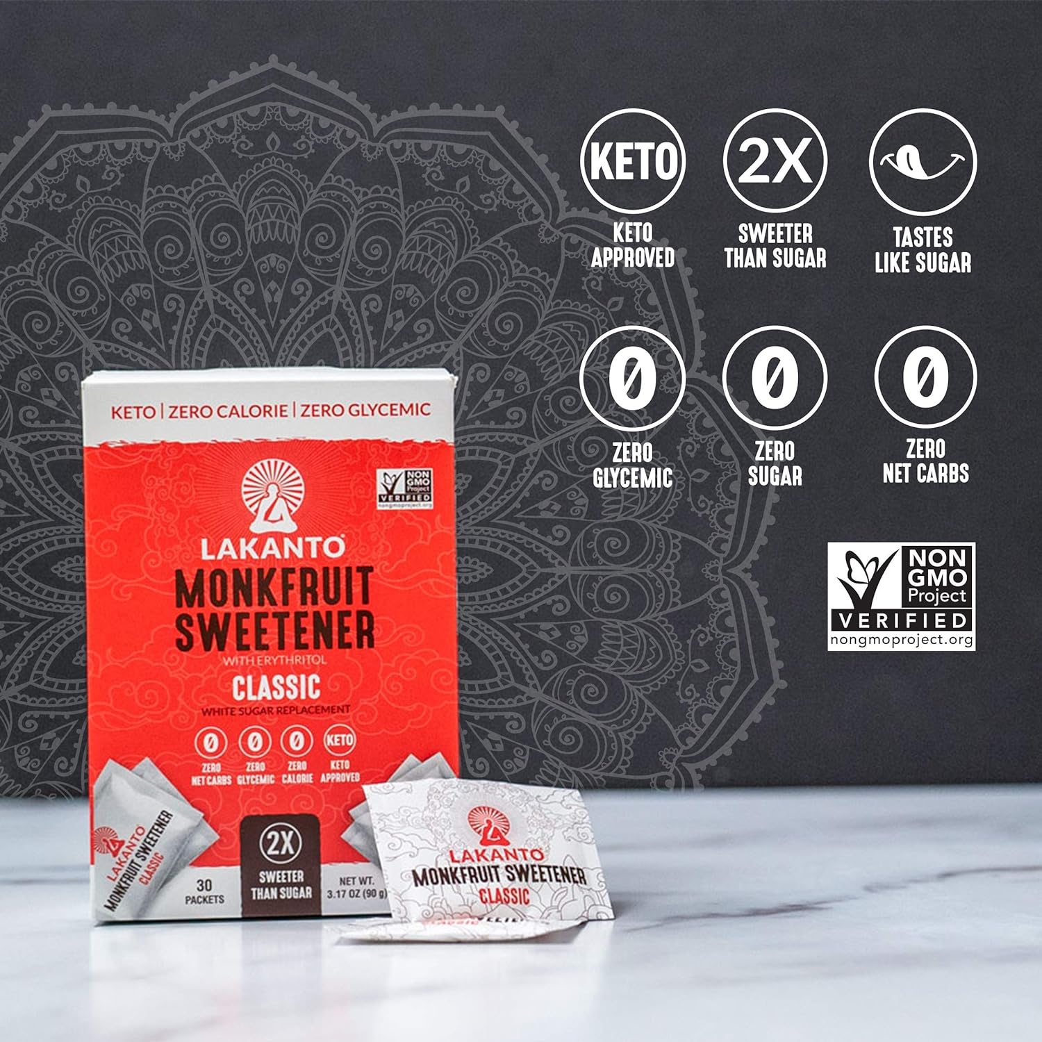 Lakanto Classic Monk Fruit Sweetener Packets - White Sugar R