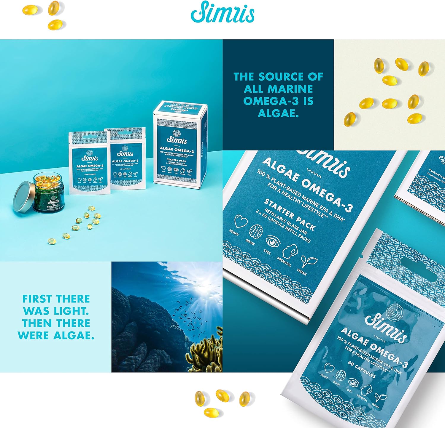  Simris Algae Omega 3. 120 Softgels - EPA DHA Plant Based Ve