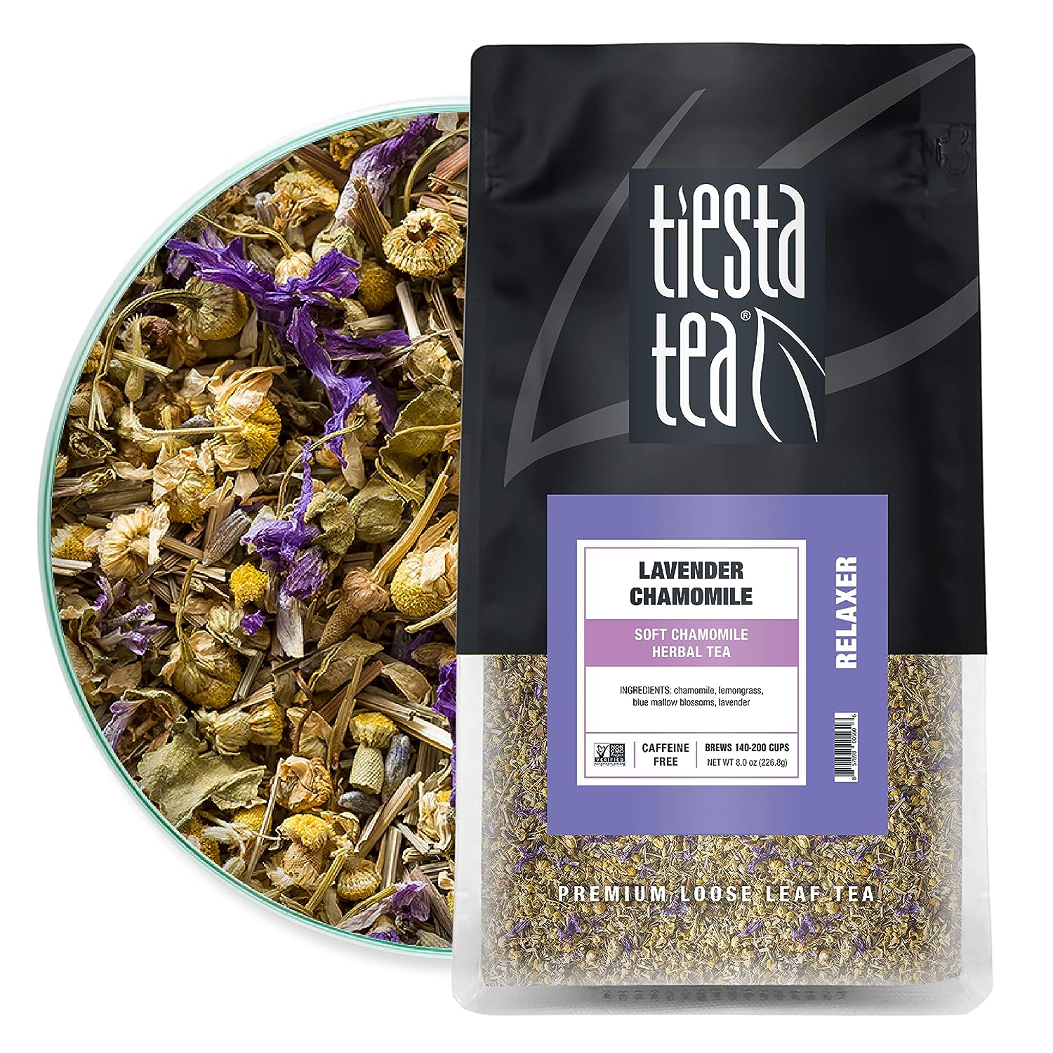 Tiesta Tea - Lavender Chamomile, Soft Chamomile Herbal Tea, Loose Leaf, Up to 200 Cups, Make Hot or Iced, Non-Caffeinated Resealable Bulk Pouch