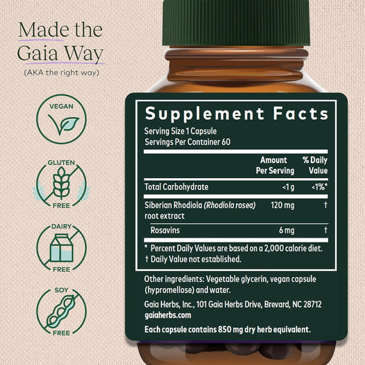 Gaia Herbs Rhodiola Rosea - Stress Support Supplement Traditionally Fo