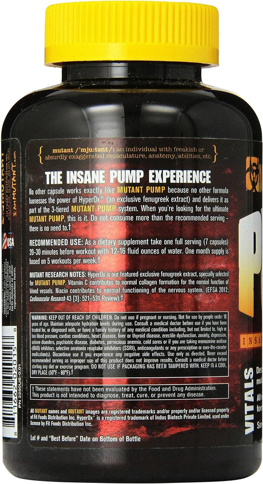 Mutant Pump ? Pre-Workout Capsules that Deliver the Insane Pump You Demand ? Includes Key Vasodilating/Nitric Oxide Indu