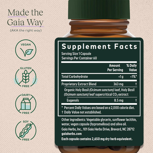Gaia Herbs Pro Holy Basil Leaf - Stress Support Supplement With Holy B