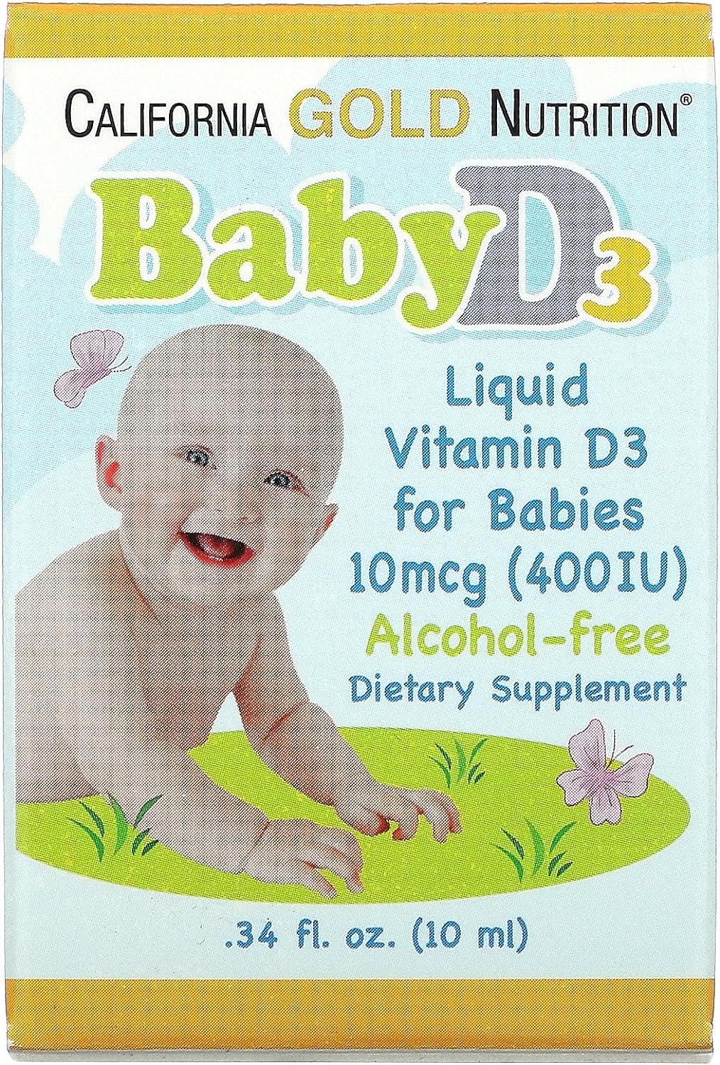 California Gold Nutrition Baby Vitamin D3 Drops, 400 Iu, 34 Fl Oz (10