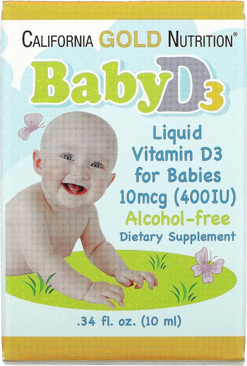 California Gold Nutrition Baby Vitamin D3 Drops, 400 Iu, 34 Fl Oz (10
