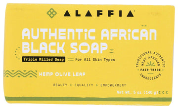 Alaffia Hemp Olive Leaf Authentic African Black Soap, 5