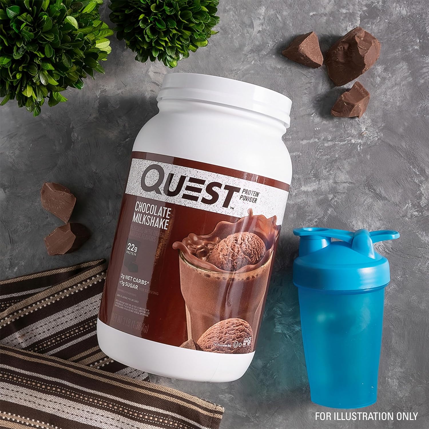 Quest Nutrition Chocolate Milkshake Protein Powder, 22g Protein, 1g Su