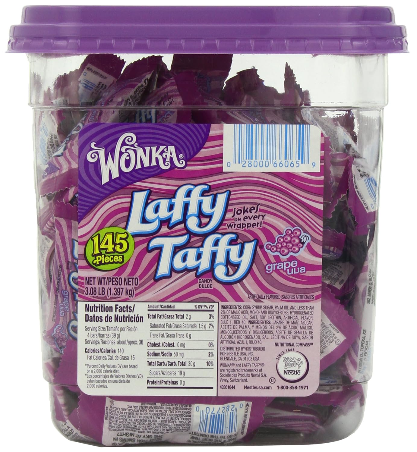 Laffy Taffy Candy Jar, Grape, 145Count