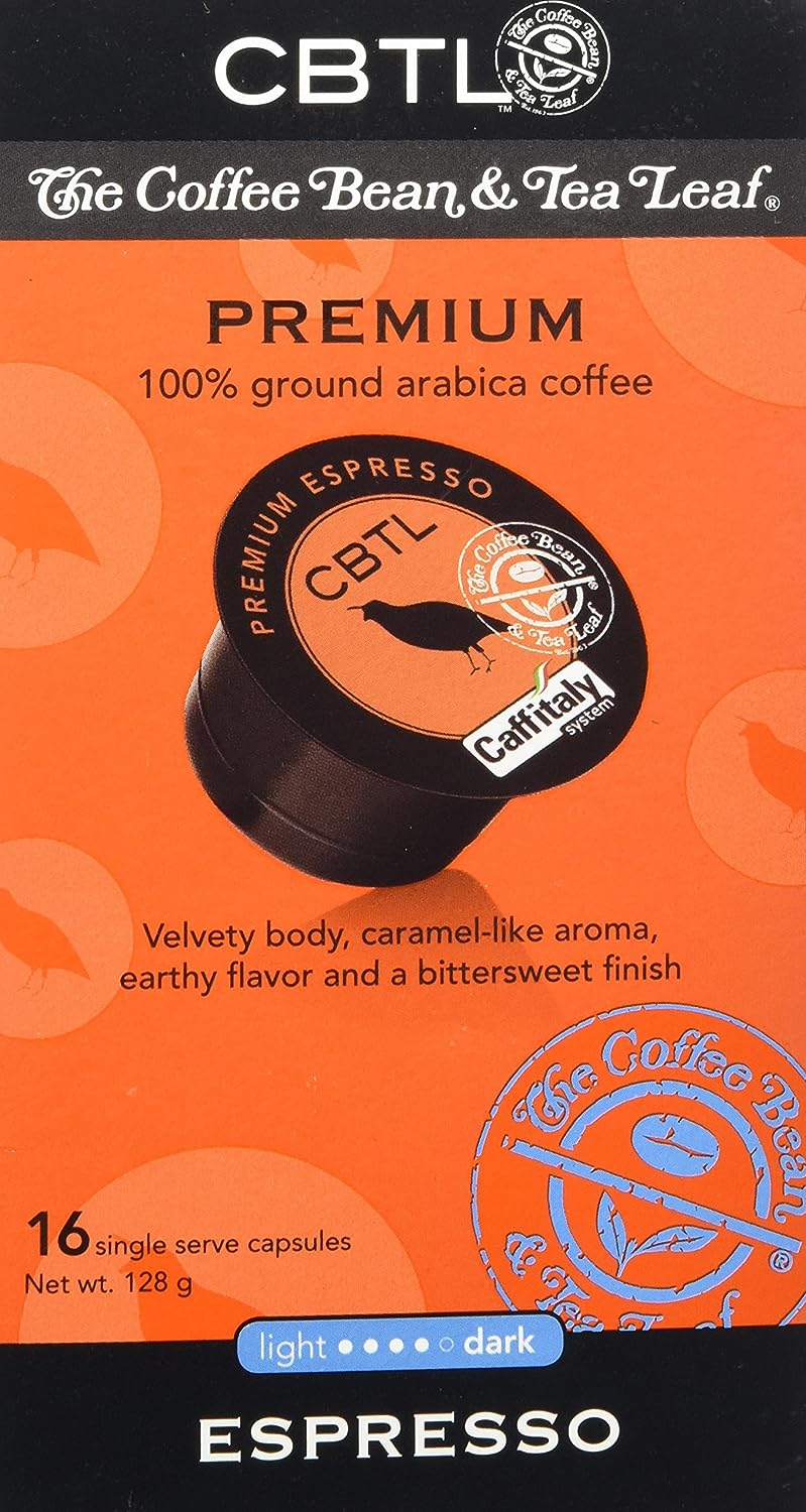 The Coffee Bean & Tea Leaf, Single Origin Premium Espresso Capsules for Caffitaly Brewers, 16-Count Pods